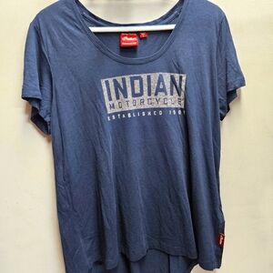 Indian Motorcycle studded bejeweled flowy loose biker shirt ~ womens large